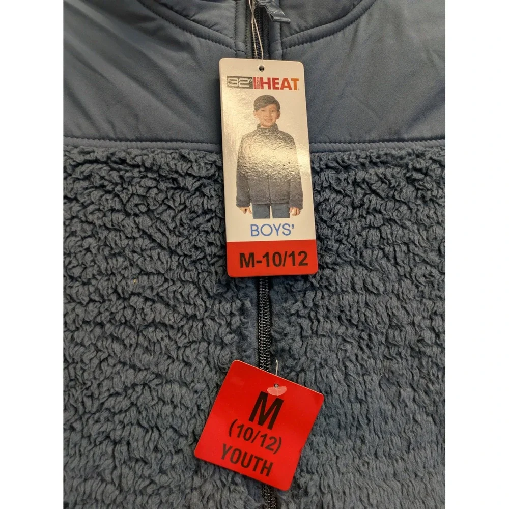 32 Degrees Heat Boys'‎ Fleece Jacket Full Zip Gray Youth Size M (10/12)